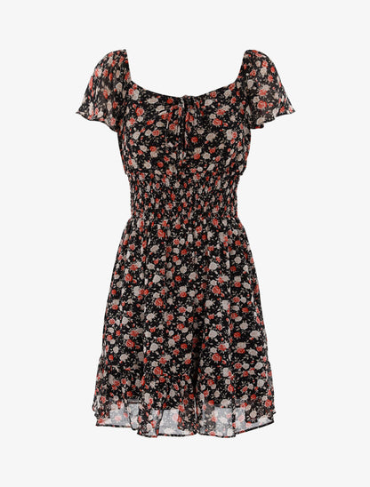 Robe patineuse fleurie - noir - 3