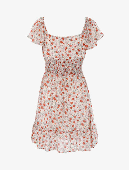 Robe patineuse fleurie - beige - 2