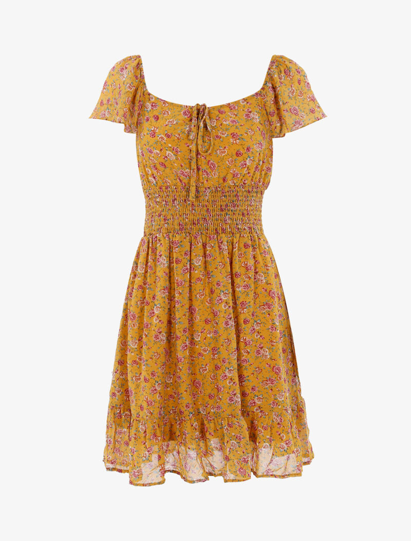 Robe patineuse fleurie - jaune - 3