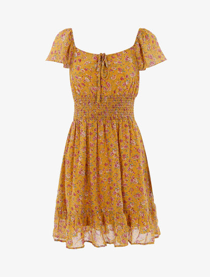 Robe patineuse fleurie - jaune - 3