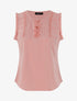 Top à détails plissés et crochet - rose - 1