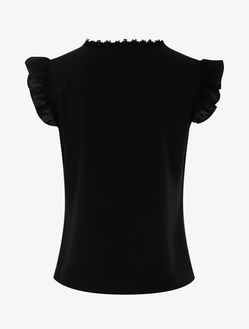 Top fluide à détails crochet ajourés - noir - 2