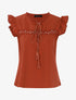 Top fluide à détails crochet ajourés - orange - 1