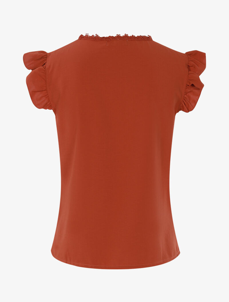 Top fluide à détails crochet ajourés - orange - 2