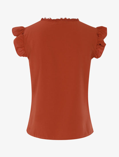 Top fluide à détails crochet ajourés - orange - 2
