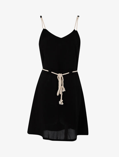 Robe à bretelles style cordes - noir - 3