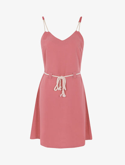 Robe à bretelles style cordes - rose - 3