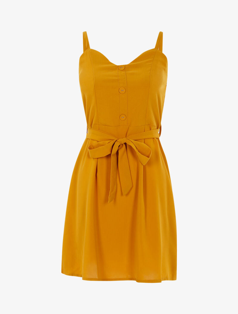 Robe à boutonnière décorative - jaune - 1