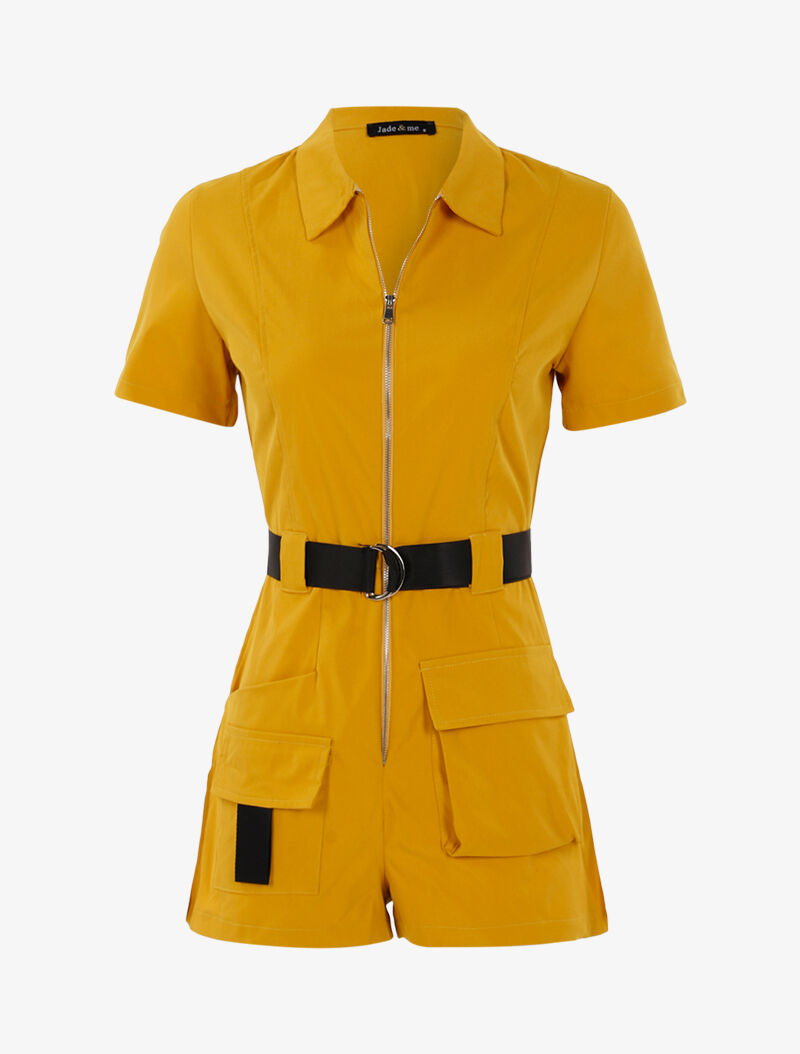 Combishort à détails contrastants - jaune - 1