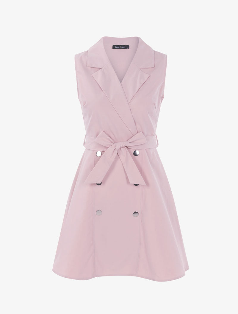Robe patineuse à boutons décoratifs - rose - 1