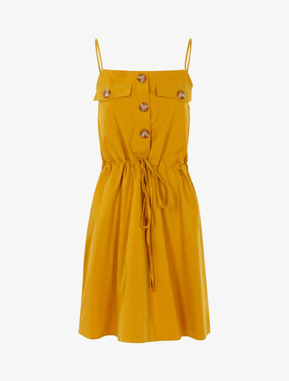 Robe à poitrine ornée de poches - jaune - 1