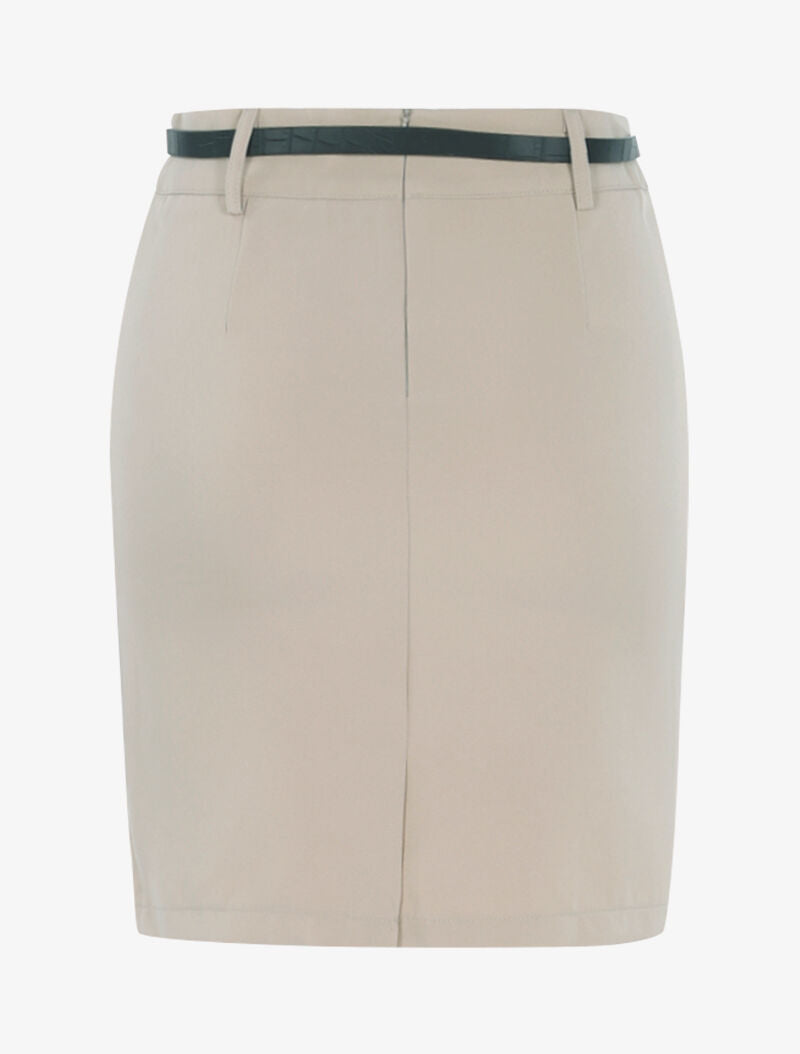 Jupe unie ceinturée - beige - 2