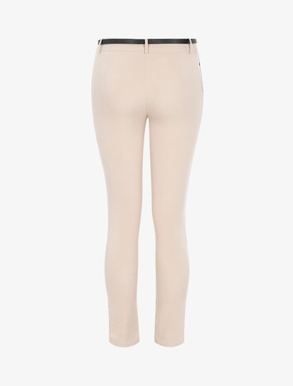 Pantalon uni ceinturé - beige - 2