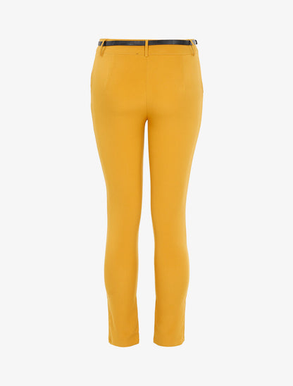 Pantalon uni ceinturé - jaune - 2