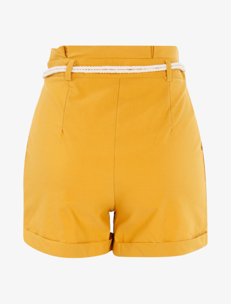 Short uni avec ceinture style corde - jaune - 2