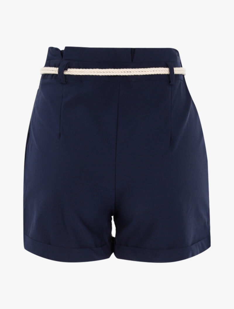 Short uni avec ceinture style corde - marine - 2