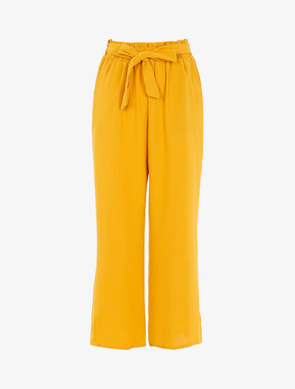 Pantalon fluide coupe large - jaune - 3