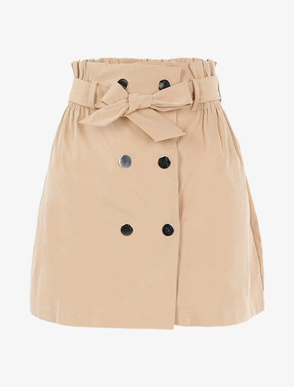 Jupe courte à boutons pression - beige - 1