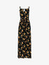 Robe longue à imprimé pivoines - noir - 1
