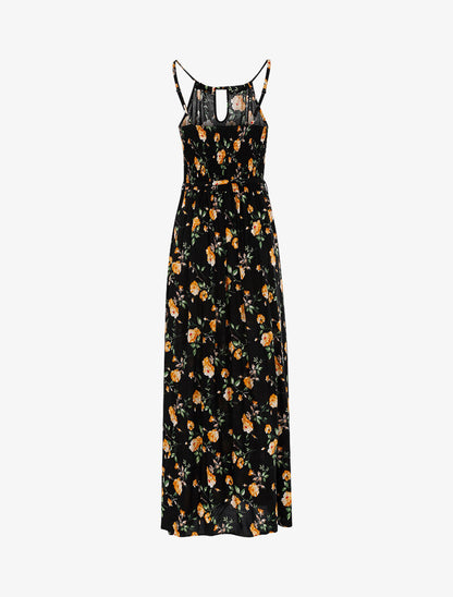 Robe longue à imprimé pivoines - noir - 2