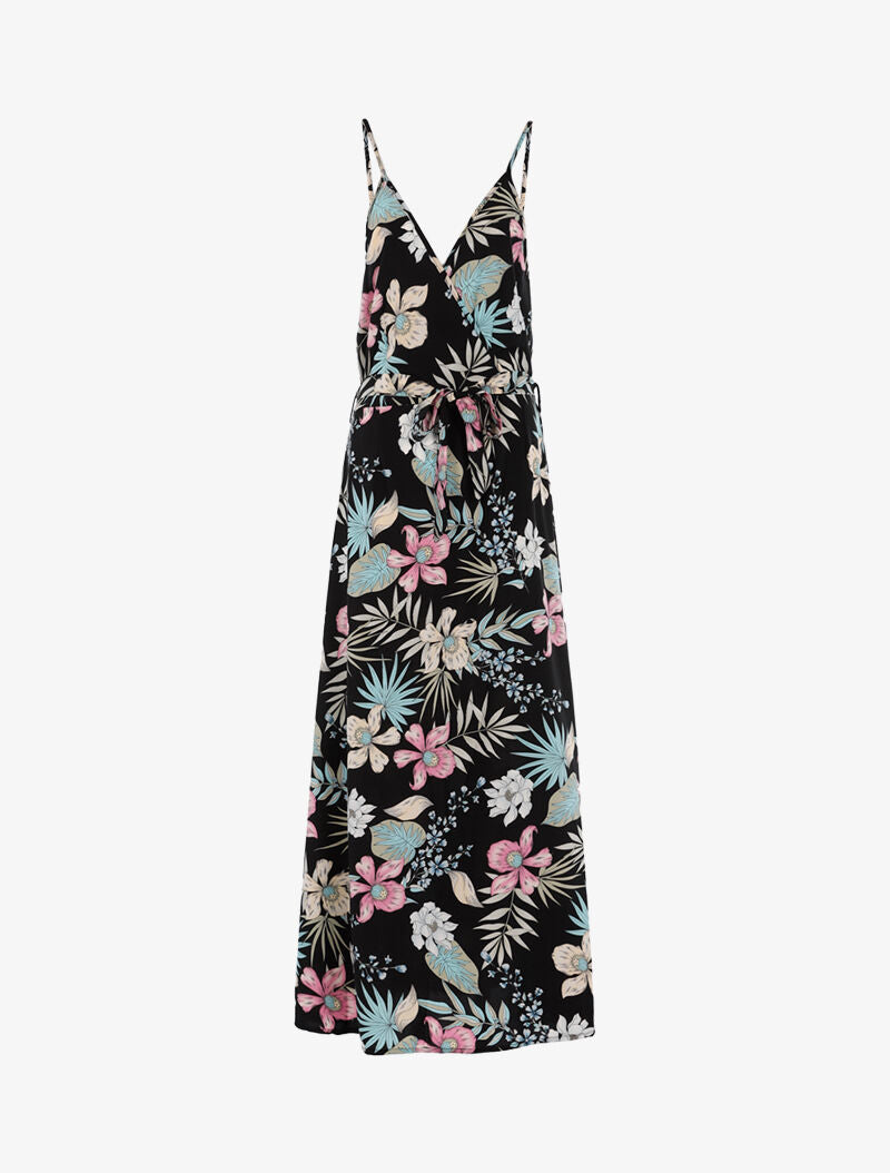 Robe fleurie à encolure cache-coeur - noir - 6