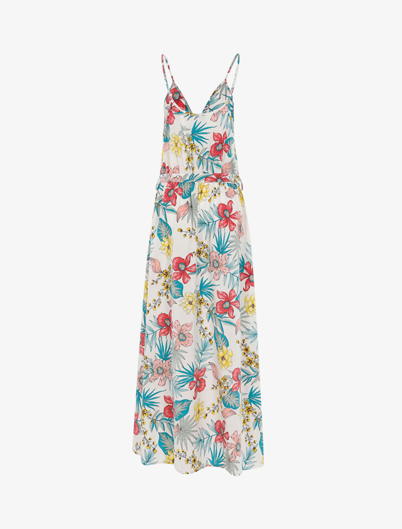 Robe fleurie à encolure cache-coeur - ecru - 2