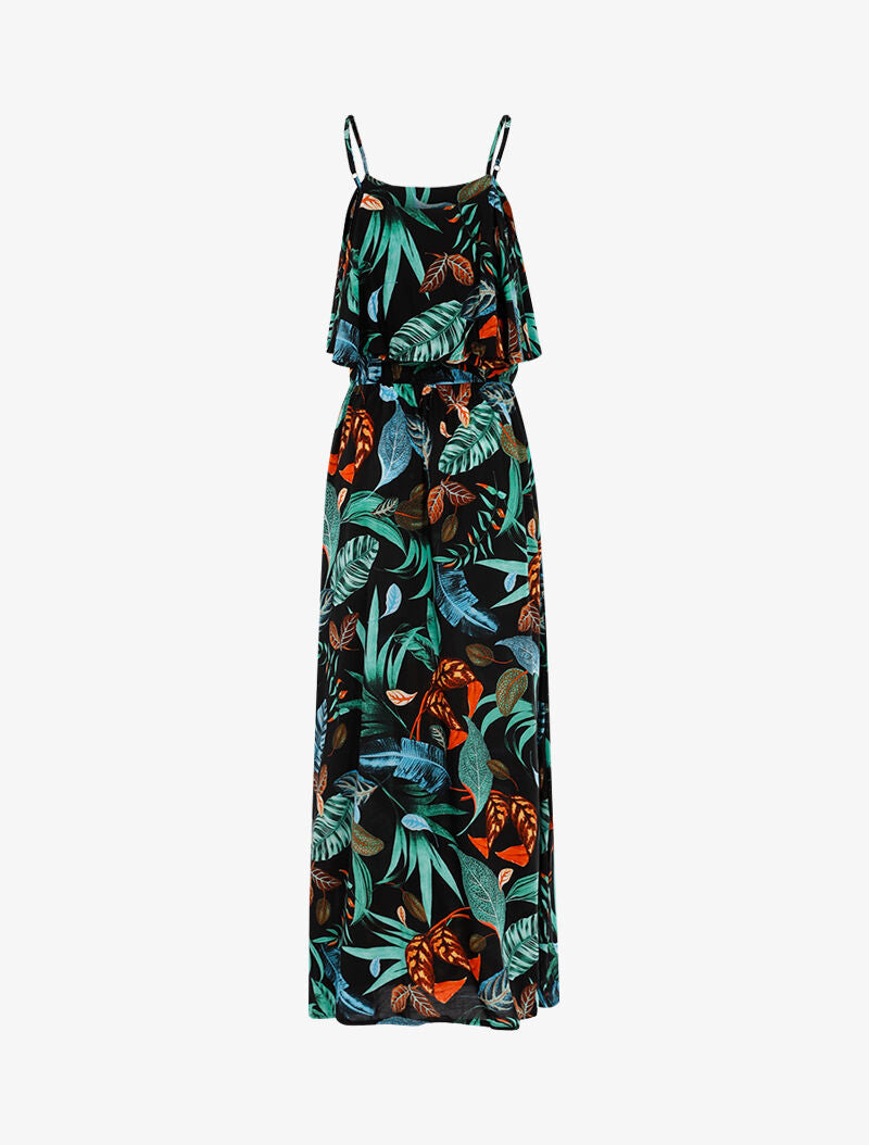 Robe à imprimé feuillages - noir - 2