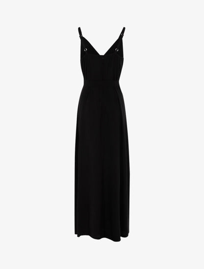 Robe longue à bord fendu volanté - noir - 2
