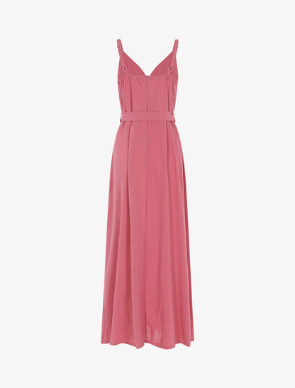 Robe longue à bord fendu volanté - rose - 2
