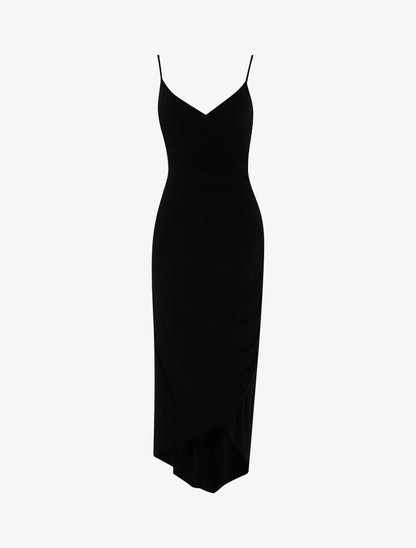 Robe fluide à bord asymétrique - noir - 1