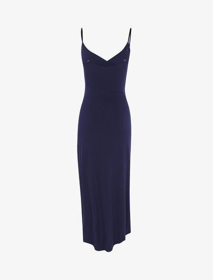 Robe fluide à bord asymétrique - marine - 2