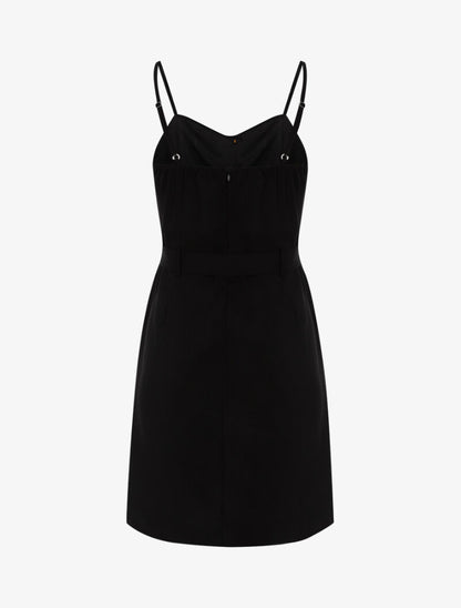 Robe à boutonnière et fronces - noir - 2