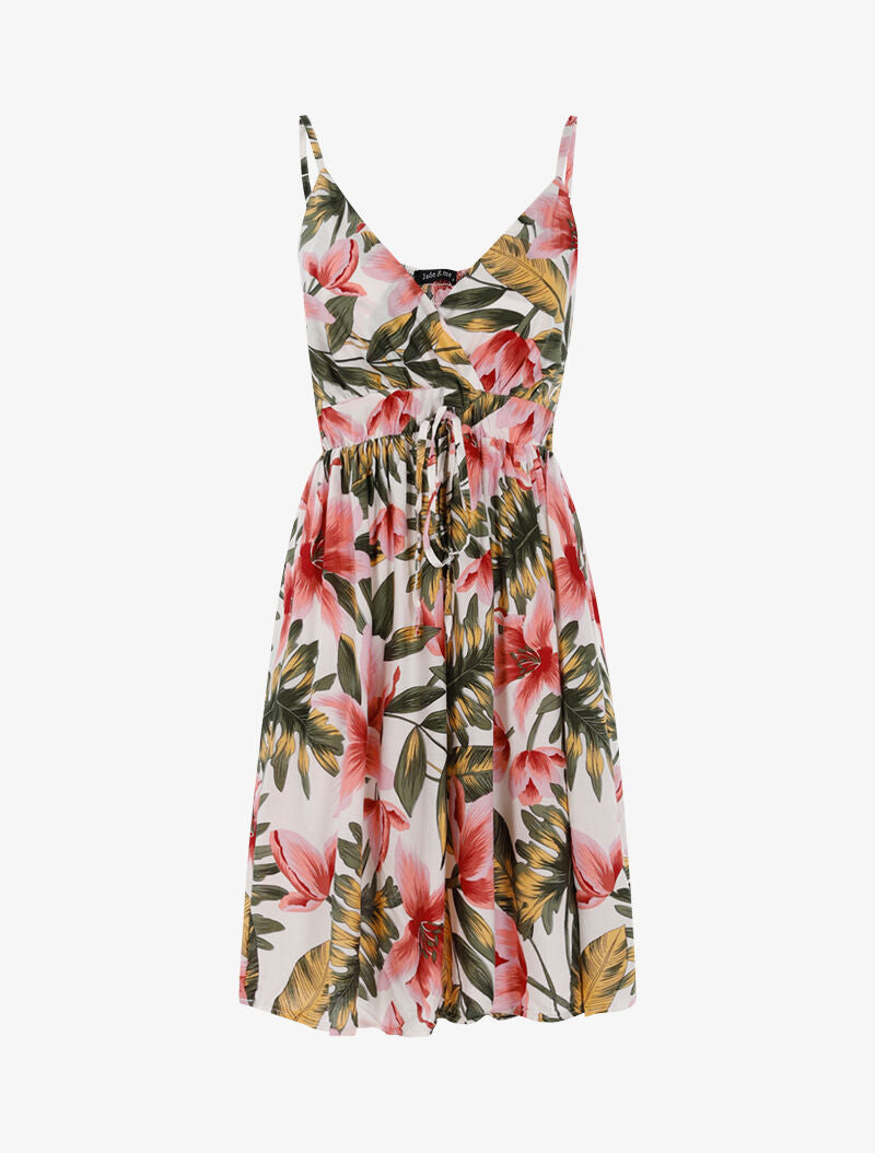 Robe légère à imprimé floral - ecru - 1