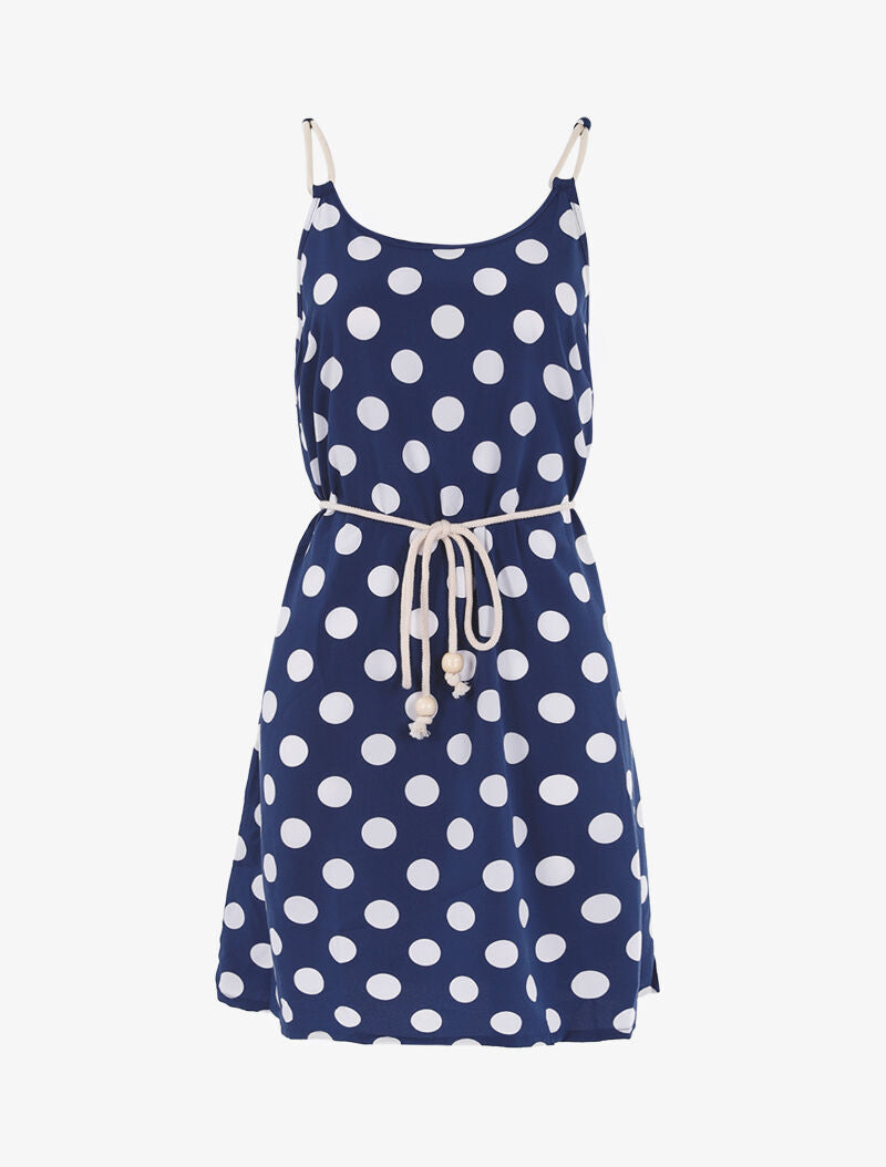 Robe trapèze à pois - bleu - 1