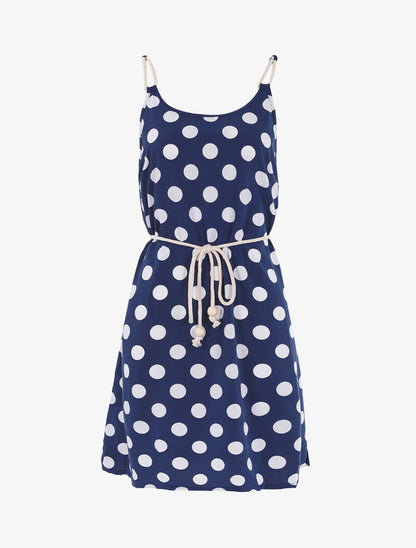 Robe trapèze à pois - bleu - 1