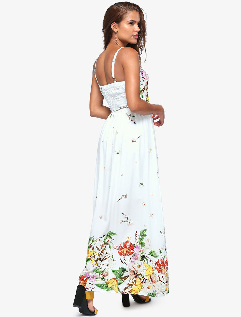 Robe longue à imprimé floral - blanc - 4
