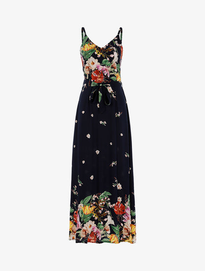 Robe longue à imprimé floral - marine - 3