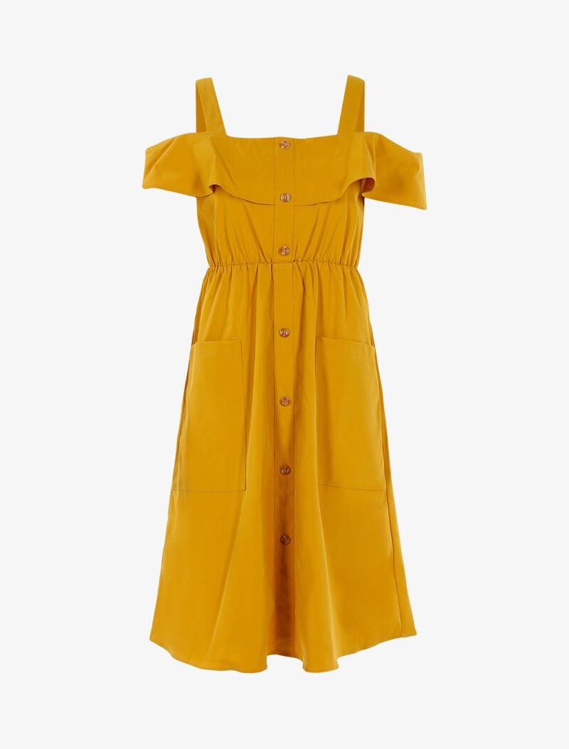 Robe à épaules nues - jaune - 3