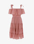Robe col bardot volantée - rose - 1