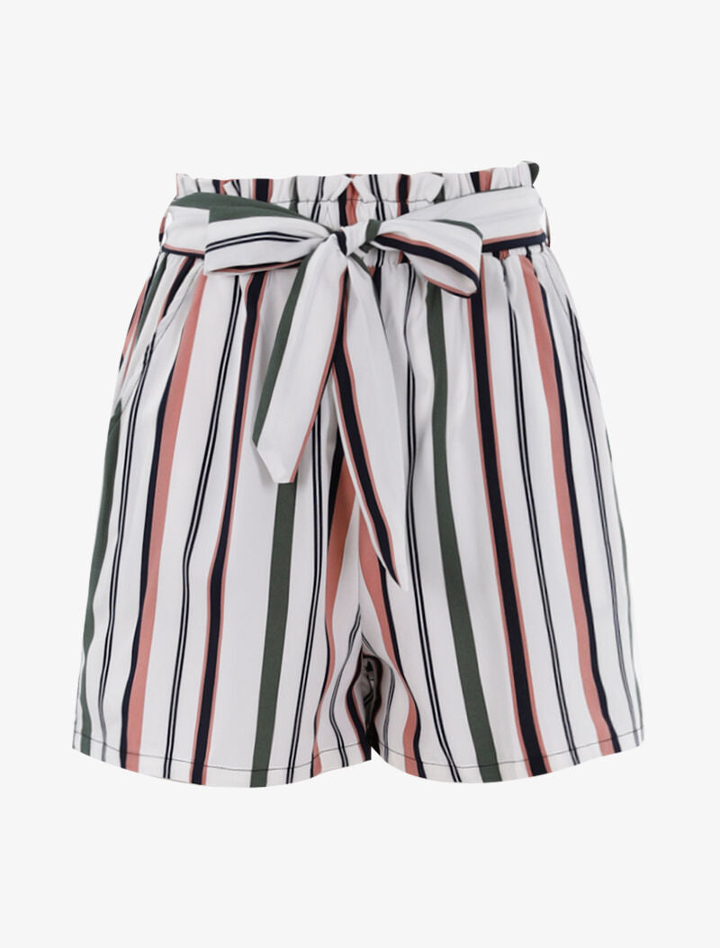 Short ample à rayures - blanc - 1