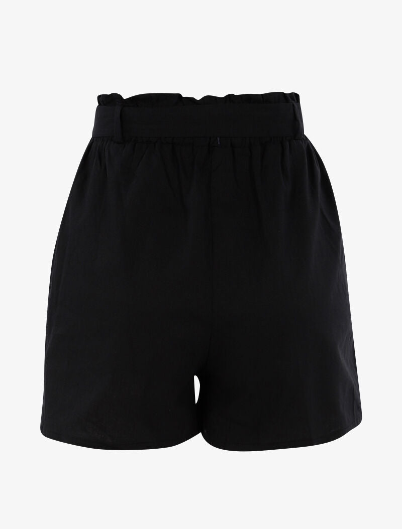 Short uni effet toile - noir - 2