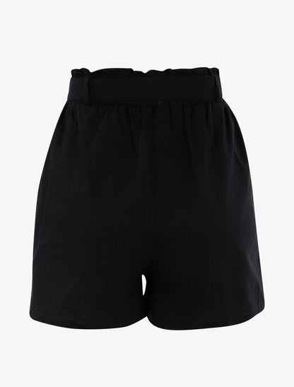 Short uni effet toile - noir - 2