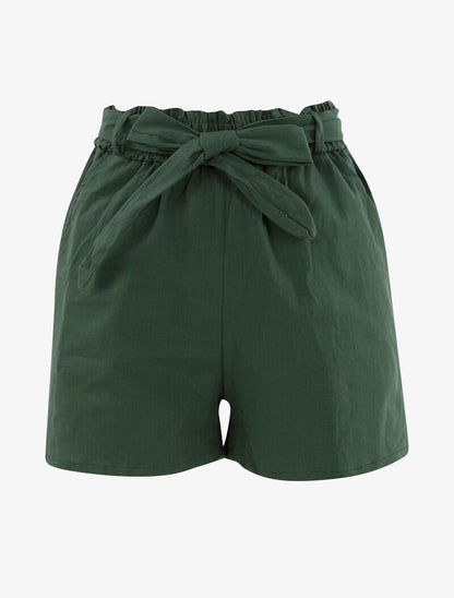 Short uni effet toile - kaki - 3