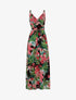 Robe longue à imprimé tropical - noir - 1