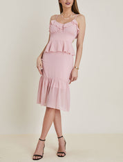 Robe en voile à volants - rose - 4