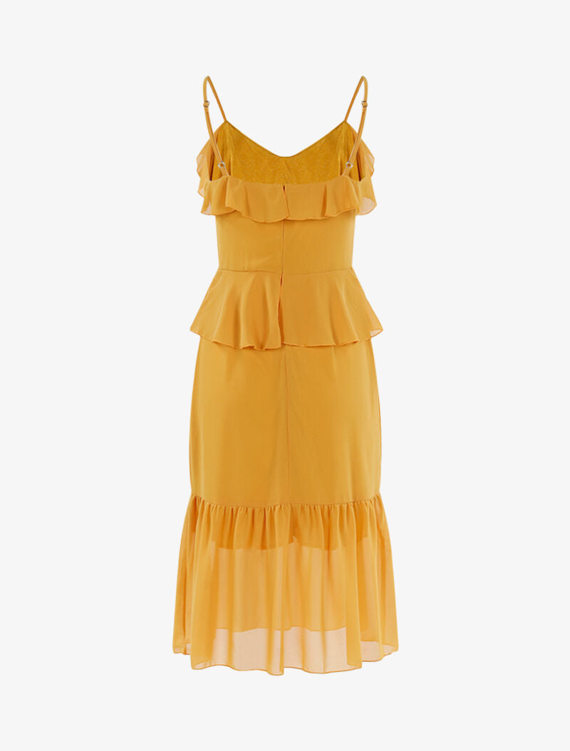 Robe en voile à volants - jaune - 2