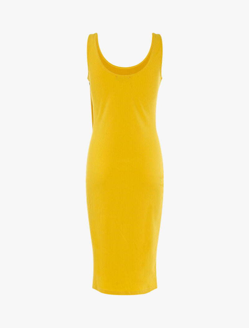 Robe côtelée à boutonnière en biais - jaune - 2