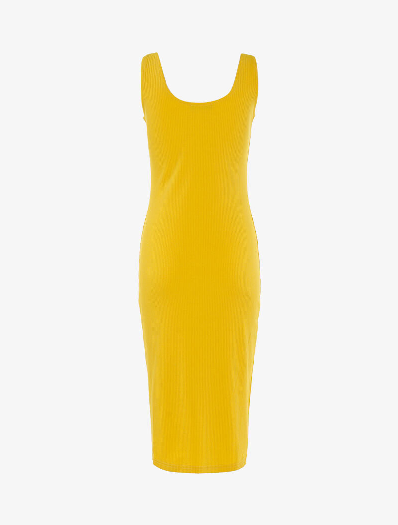Robe côtelée à boutonnière - jaune - 2
