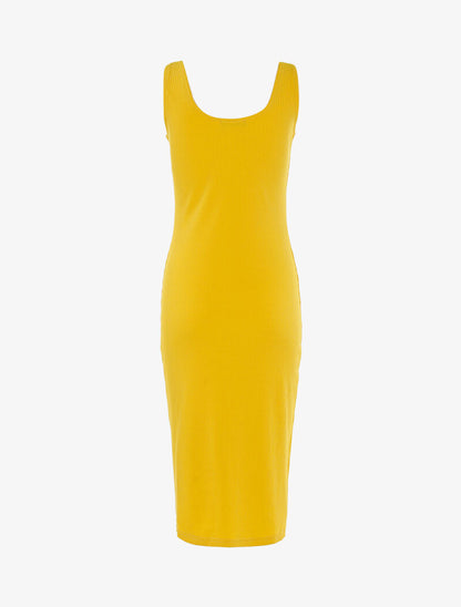 Robe côtelée à boutonnière - jaune - 2