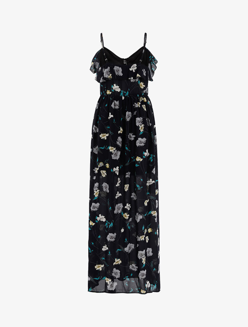 Robe longue à imprimé floral - marine - 2